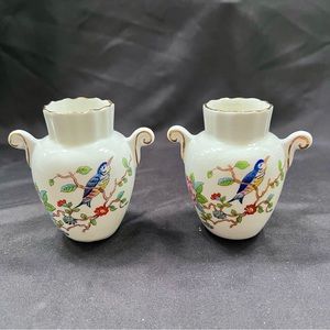 Set Of 2 Aynsley Pembroke Vase c1985-2015 Reproduction of 18thC Design 3.25”‎